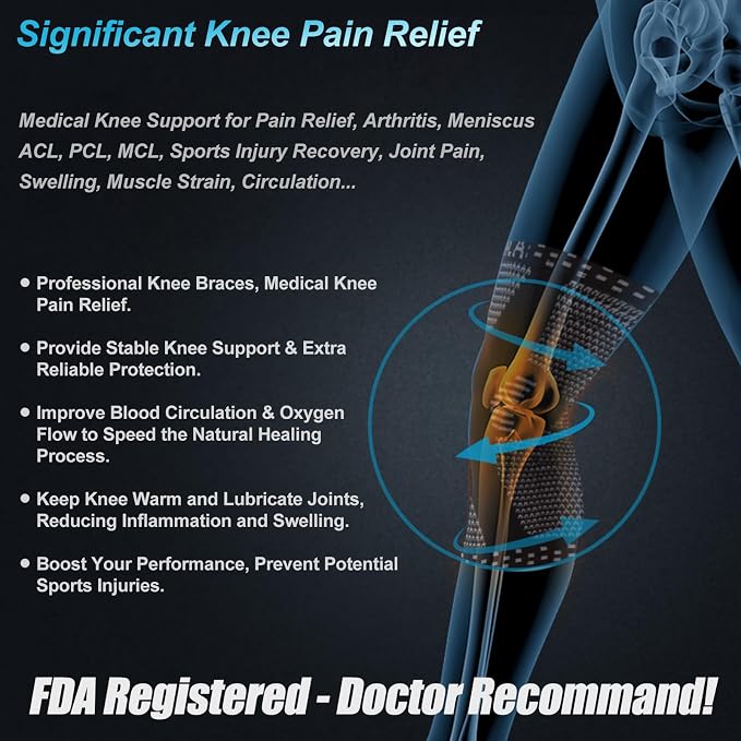 NEENCA Professional Knee Brace, Medical Knee Support for Women & Men Relief | Patented Patella Gel Pad & Side Stabilizers, Compression Sleeve for Knee Pain, Swelling, ACL, PCL, Arthritis, Sports, Workout