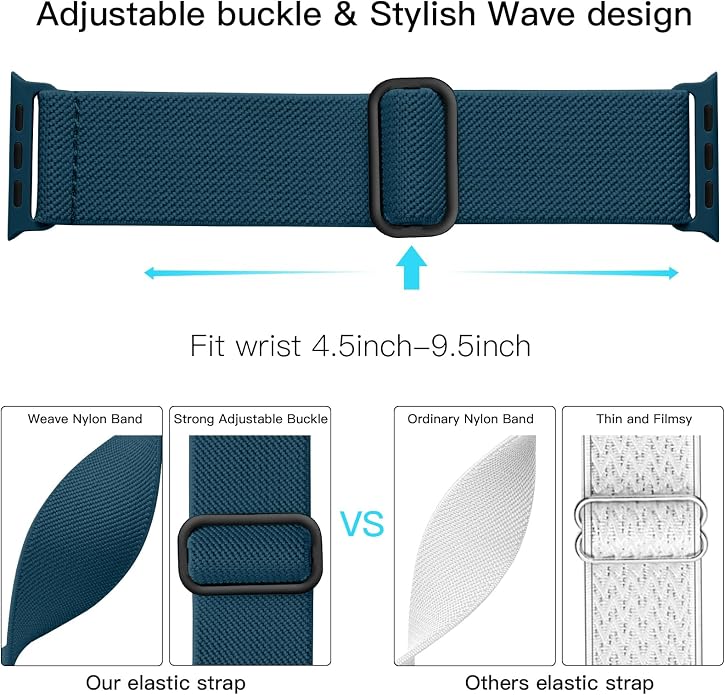 Lerobo Braided Band Compatible with Apple Watch Series 11 10 9 8 7 46mm 45mm 41mm Ultra SE 3 2 1 49mm Series 6 5 4 3 44mm 40mm 38mm 42mm Men iWatch Bands Women Stretchy Nylon Solo Loop Sport Strap