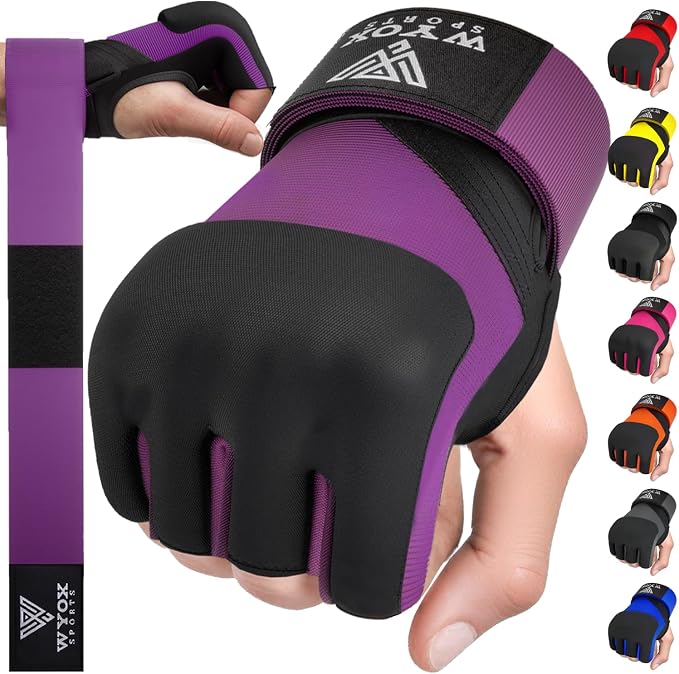 WYOX Neoprene Gel Boxing Hand Wraps Inner Gloves for Men & Women – 80cm/31in Quick Wrist Strap, Padded Knuckle Protection, Fingerless MMA Muay Thai Kickboxing Wraps for Training & Martial Arts