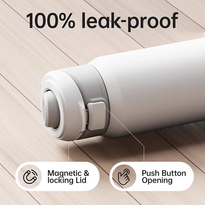 64oz Insulated Magnetic Water Bottle - Stainless Steel Vacuum Flask with MagSafe Compatible Phone Holder Keeps Drinks Cold for 24 Hours Water Jug for Gym and Outdoor Activities（White)