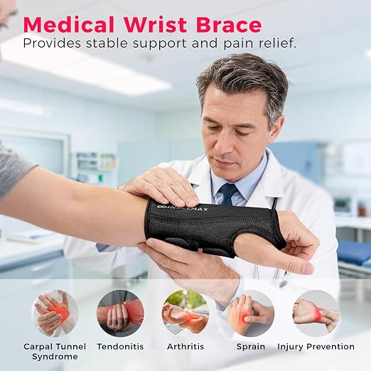 Copper Compression Advanced Wrist Brace - Copper Infused Adjustable Orthopedic Support Splint for Pain, Carpal Tunnel, Arthritis, Tennis Elbow, Tendinitis, RSI, Ganglion Cyst for Men Women Right L/XL