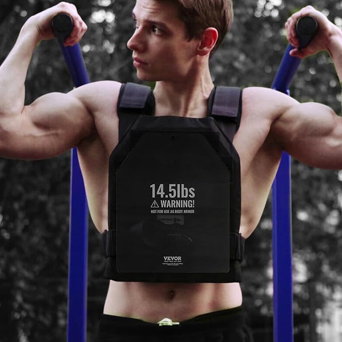 VEVOR Weight Vest Plates, 5.75/8.75/14.5/19.75 LB Pairs, Premium Steel Weighted plates, Additional Weight for Weight Vests, for Strength Training, Running, Fitness, Heavy Workouts