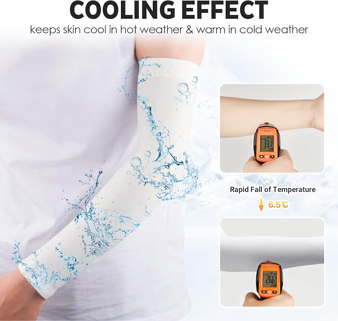 HEGCOIIE UV Sun Protection Arm Sleeves for Men & Women - Tattoo Cover Up - UPF 50 Cooling Sleeve for Golf, Cycling
