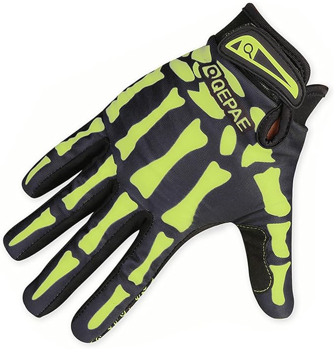 Skeleton Gloves Adjustable Lightweight Racing Skull Sports Work Bone Gloves Anti-Slip Breathable for Men & Women Motorcycle, Cycling, Biking, Workout