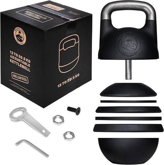 Adjustable Kettlebell Set [Bells of Steel] Kettle Bell Weight Set, Steel Shell, Internally-Loaded for Full Body Workouts, Competition Standard 35mm Handle