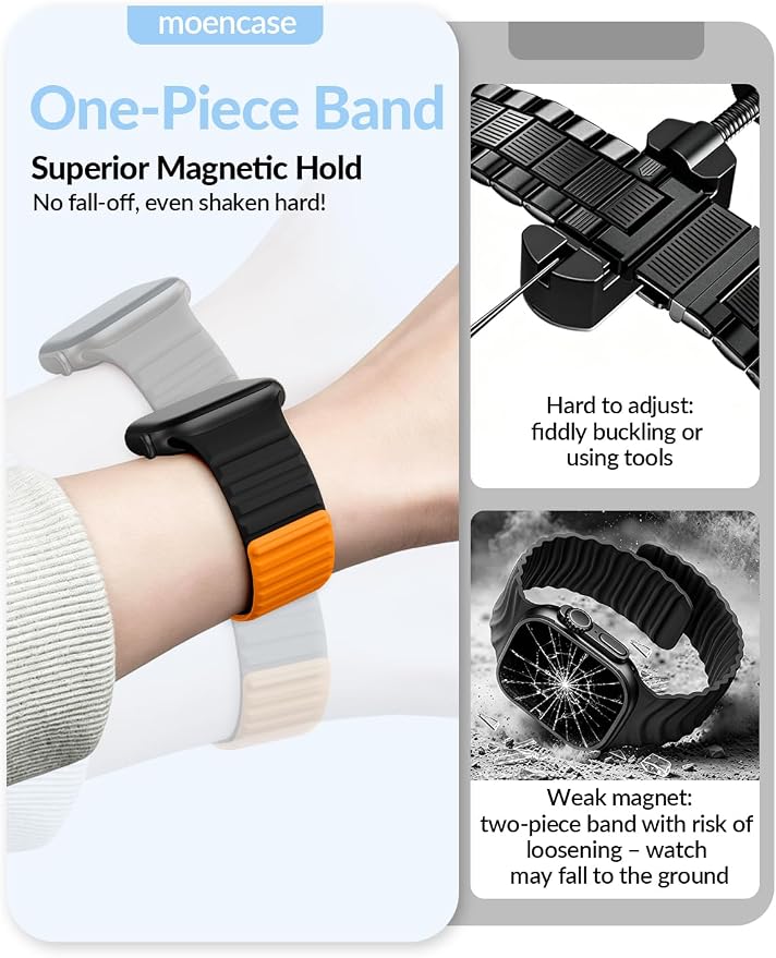 Patented Magnetic Silicone Sport Band for Apple Watch Bands for Women Men | Soft Silicone Solo Loop 40mm 38mm 41mm 44mm 45mm 42mm 49mm, Sport Strap for iWatch Series 11 10 9 8 7 6 5 4 3 2 1 SE Ultra