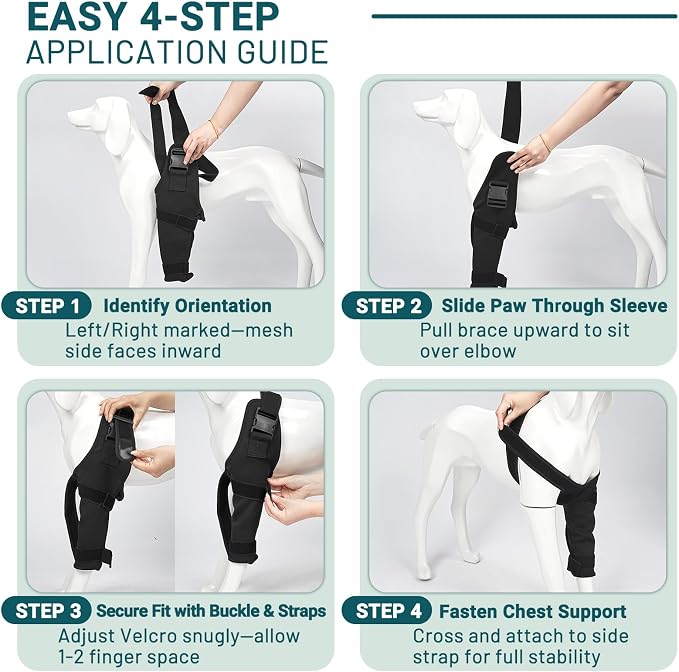 Dog Elbow Protector Brace, Dog Leg Sleeves Anti-Licking for Arthritis, Hygroma, Pressure Sores, and Calluses, Dogs Elbows Pads & Shoulder Brace for Elbow Dysplasia and Injury Recovery, Left XL