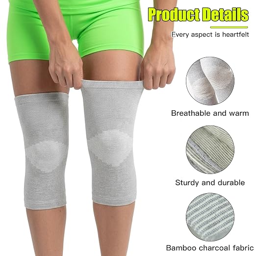 One Compression Bamboo Knee Sleeves For Women & Men Knee Pain, Elastic Compression Leg Sleeves for Arthritis, 2-Pack(Gray, X-Large(90-115KG))