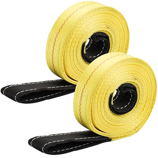 TOPZEA 2 Pack Lift Sling Straps, 20 Ft x 2 Inch Heavy Duty Nylon Lifting Slings Crane Towing Strap with End Loop, Tree Saver Recovery Straps Web Slings Winch Strap for Vehicle, Construction, Trailer