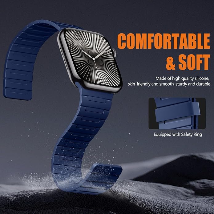 SNBLK Magnetic Watchband Compatible with Apple Watch for Men 44mm 45mm 46mm 49mm 42mm 41mm 40mm 38mm Women, Silicone Sport Strong Magnet Strap for iWatch Series 11 Ultra 3 Ultra 2 Se 10 9 8 7 6 5 4 1