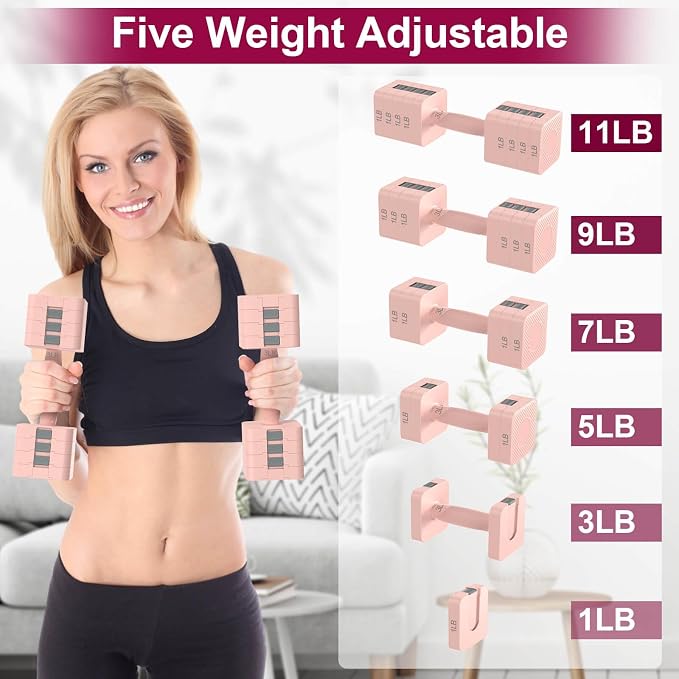 Hezeyferg Adjustable Dumbbells Set for Women/Men Home Gym | 18LBS 22LBS Adjustable Weight Dumbbells, Hand Weights Sets with Mutilple Levels, Full Body Workout