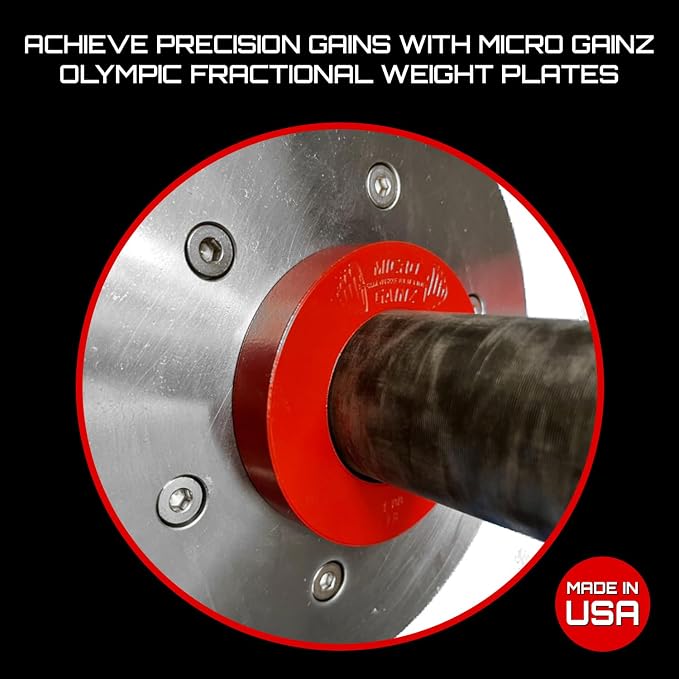 Micro Gainz Calibrated Fractional Weight Plate Set of 2 Plates, Choose Set (.25LB-1.25LB), Designed for Olympic Barbells for Strength Training & Micro Loading Bar Weights, Made in USA