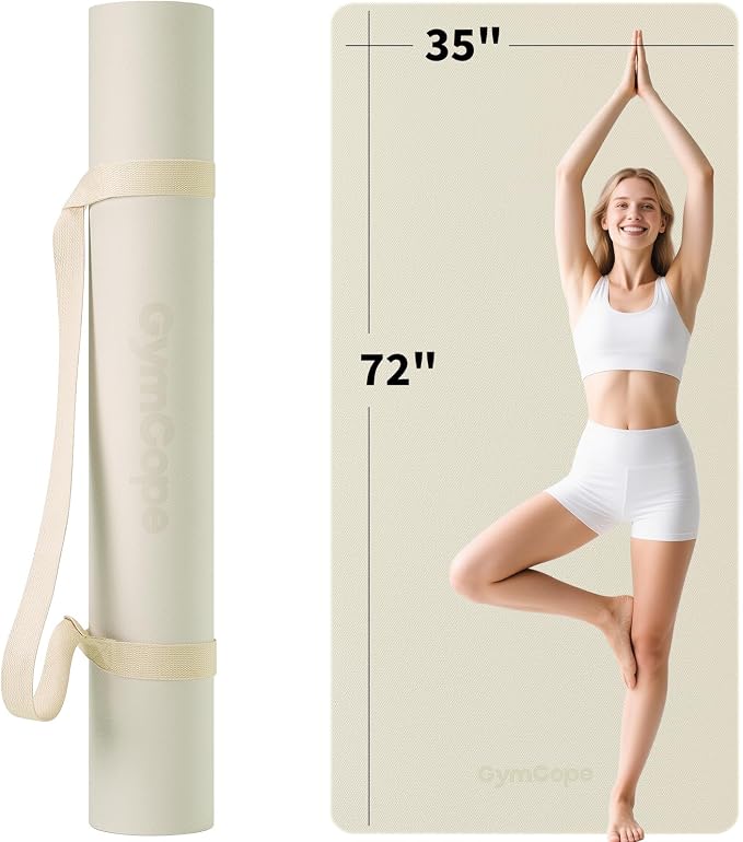 Extra Large Yoga Mat – 72"x48" or 78"x57", 1/4"–1/2" Thick Mat for Women & Men, TPE Non-Slip Pilates Mat for Home Gym, Yoga, Stretching, Meditation
