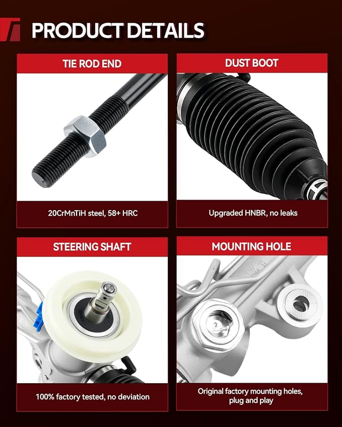 Torchbeam Hydraulic Steering Rack & Pinion Kit Fit for 1997 Century, 1998-2002 Century Custom, with Outer Tie Rod Ends, Replaces OEM 22-186