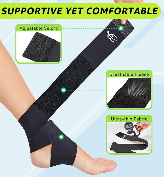 HiRui Ultrathin High-Elastic Ankle Wraps Ankle Brace for Men Women Kids, Adjustable Ankle Straps for Running, Football, Basketball, Sprains, Arthritis, Plantar Fasciitis (Black, Large (Pack of 1))