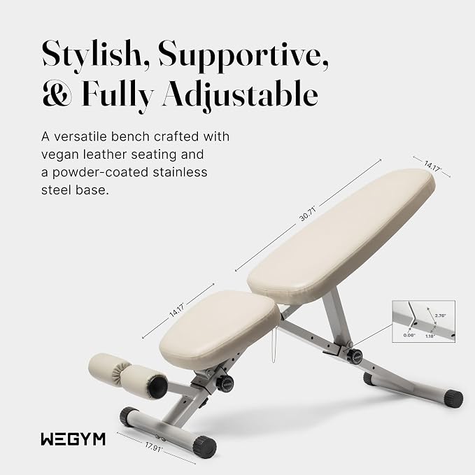WeGym Workout Bench, Adjustable and Collapsible for Home Gym Training | Adjustable and collapsible design, comfortable bench, home gym strength training