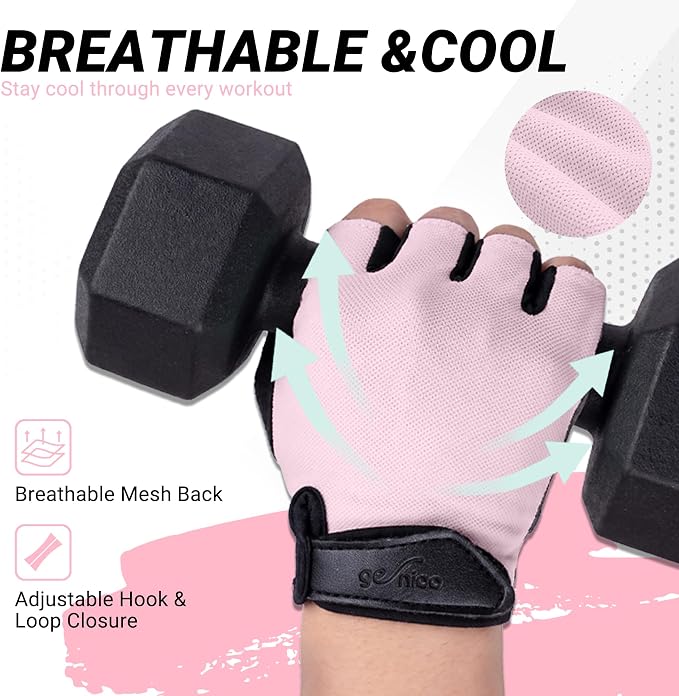 Workout Gloves for Women Men, Full Palm Silicone Grip, Padded Half Finger Gloves for Gym, Weight Lifting, Cycling