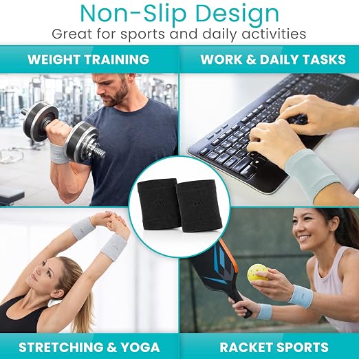 Vive Wrist Compression Sleeves for Women & Men (Pair) - Elastic Support | Wristband for Pain Relief & Circulation - Wrist Support for Carpal Tunnel, Arthritis, Tendonitis - Great for Sports Injury
