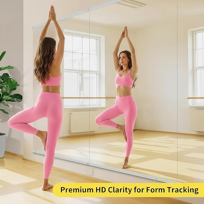 Home Gym Mirror 48"x24" 2-Pack, Thick HD Explosion-Proof Tempered Glass, Frameless Full Body Wall Mount Mirror for Yoga Garage Bedroom