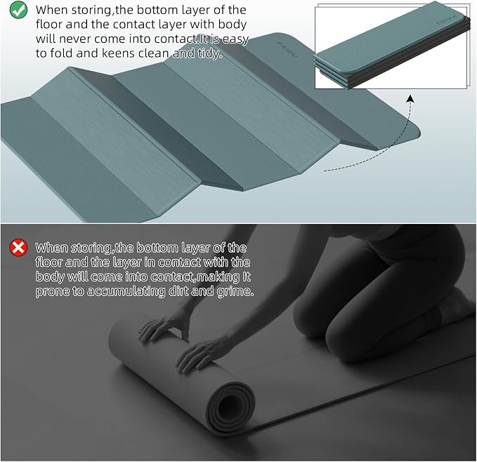 PAIDU Foldable Yoga Mat (10MM) 75‘’x40‘“ Quick Fold，Easy Storage | TPE Non-Slip Design, Ea Extra Long/Wide for Indoor Yoga, Pilates and Outdoor Travel Workouts