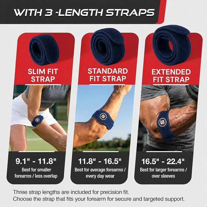 Sleeve Stars Tennis Elbow Brace for Men & Women, Elbow Brace for Tendonitis, Tennis Elbow Strap, Golfers Elbow Brace, Elbow Support Wrap for Tennis Elbow Relief, Fits 9"-23" (Pair/Navy Blue)