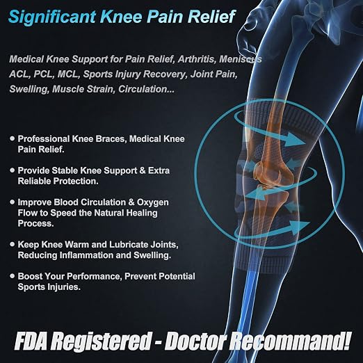 NEENCA Knee Braces for Knee Pain Relief, Compression Knee Sleeves with Patella Gel Pad & Side Stabilizers, Knee Support for Weightlifting, Running, Workout, Arthritis, Meniscus Tear, Men Women. ACE-53 | Patented Patella Gel Pad & Side Stabilizers, Comp...