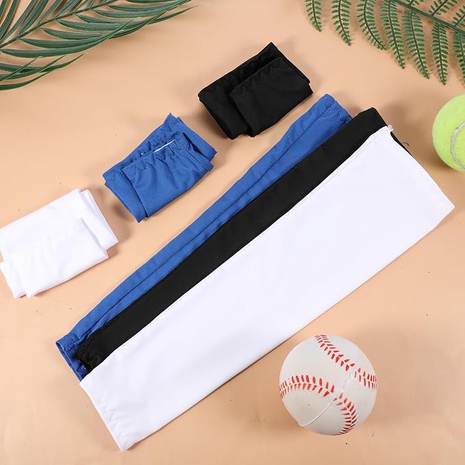3Pairs Arm Sleeves for Kids, Outdoor Breathable Elastic Ice Sleeve for Youth Basketball Football Baseball Sports