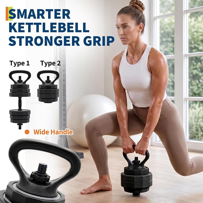 Garvee Adjustable Dumbbells Set 45/65/85 Lbs, 3 In 1 Weight Dumbbell Set | Adjustable Free Weights Set Used As Kettlebells, Barbells, Dumbbells with Barbell Connector & Kettlebell for Home Gym