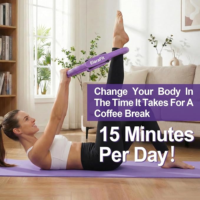 Home Pilates Ring and Ball Set for Women with 5 Resistance Bands 13 inch Magic Circle Workout Starter Kit for Beginners Full Body Toning 15 Min Daily Routine