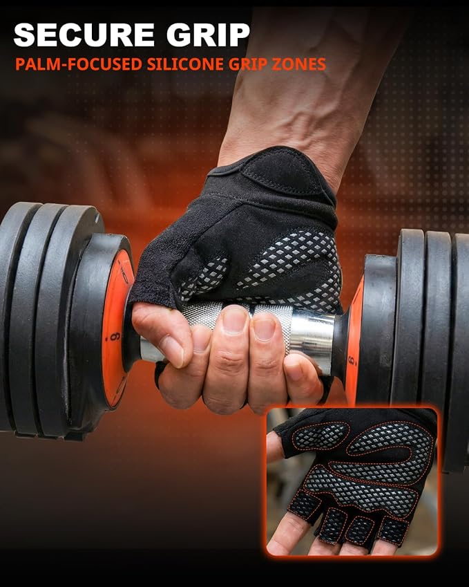 Workout Gloves for Men & Women, Enhanced Grip, Full Palm Protection | Breathable and Durable Gloves for Weight Lifting, Gym Training, Pull Ups, Strength Training and Fitness Workouts