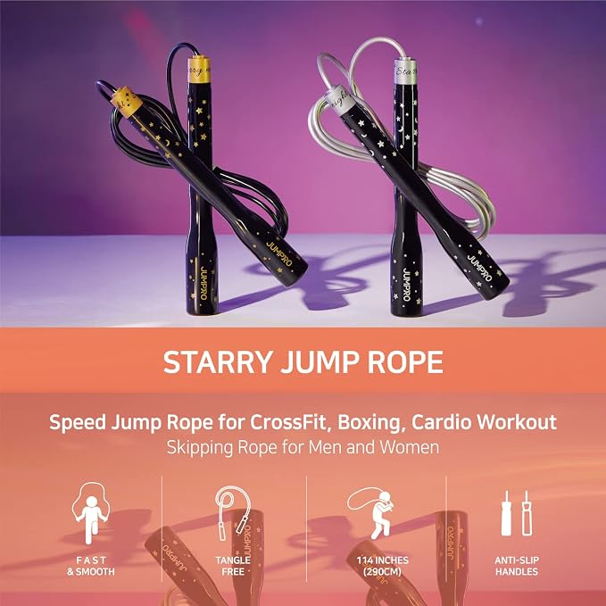 Skipping Jump Rope for Fitness Workout - Light Weight, Adjustable, Tangle Free, Excellent line control for Cardio Boxing, CrossFit, Training Exercise All Ages and Gender ( Special Luxury, KA-220, Made in Korea)