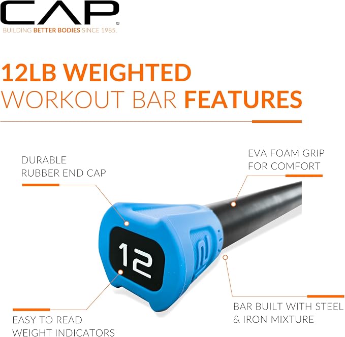 CAP Barbell Weighted Workout Bar | 5-20 lb | Multiple Options