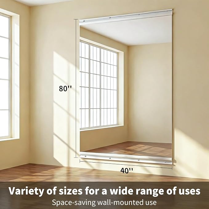 VooBang Home Gym Mirror 1 PCS 40"×80", Frameless Wall Mirror Full Length | Shatterproof Tempered Glass Large Body Mirror Hanging for Dancing Studio, Exercise, Fineness, Yoga