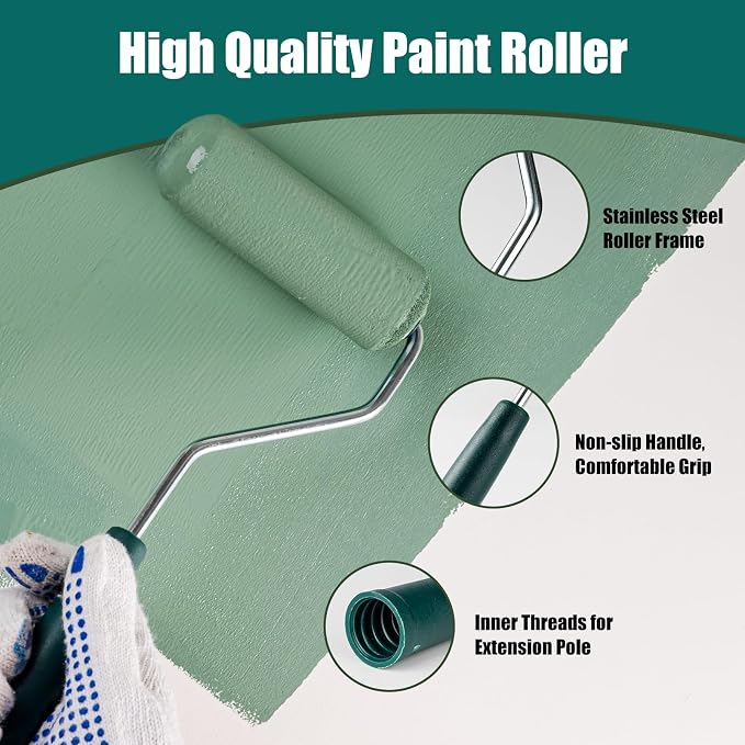 Paint Roller Kit, 15 Pack, 4 Inch Paint Roller, Paint Brush | Small Paint Roller with Tray Liners, Roller Covers Set for All Surfaces, Painting Supplies for Walls, Ceilings, and Cabinets