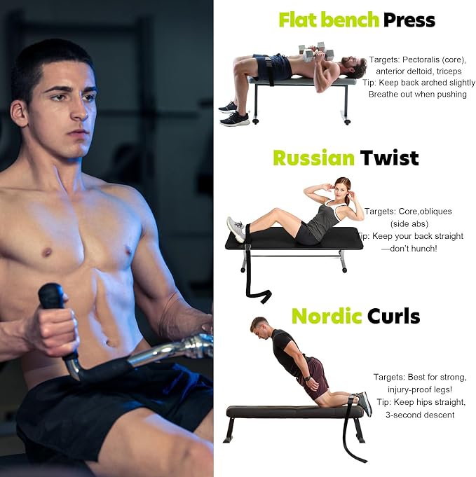 Nordic Hamstring Curl Strap, 6.5FT / 5.6FT Gym Seatbelt and Exercise Straps for Hamstring Stretch Strap & Mobilization Belt,Home Gym Women Men, Lifting Seatbelt Gym