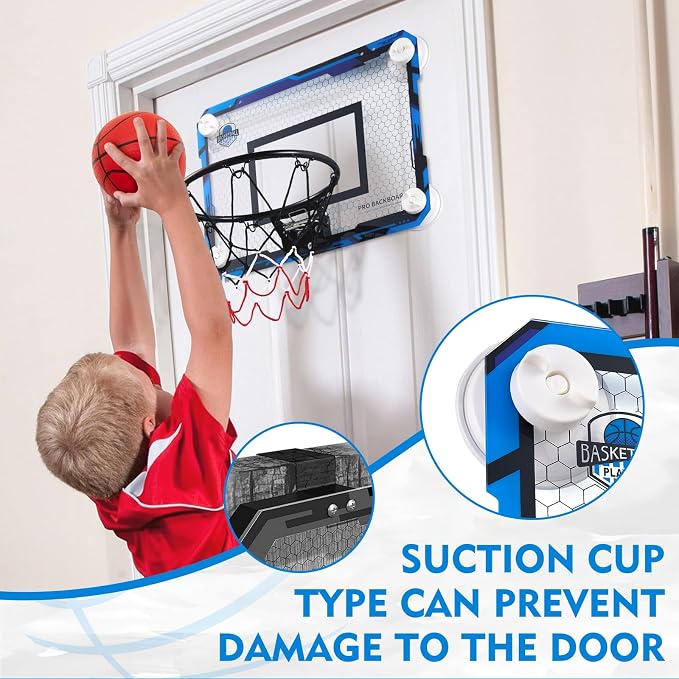 Indoor Mini Basketball Hoops with Powerful Suction Cups for Window and Wall | Wall Mounted Basketball Hoops, Basketball Backboard for Bedroom Office Dorm Room, Outdoor Toy Gifts for Kids and Adults