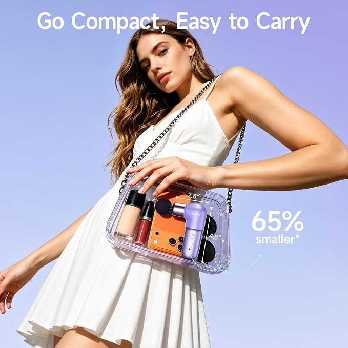 Super Mini Massage Gun, Deep Tissues Percussion Muscle Massager | Compact Sports Travel Massage Gun, FSA Eligible Portable Massager Gun for Her Him, Handheld Massager Gun HSA Eligible Purple