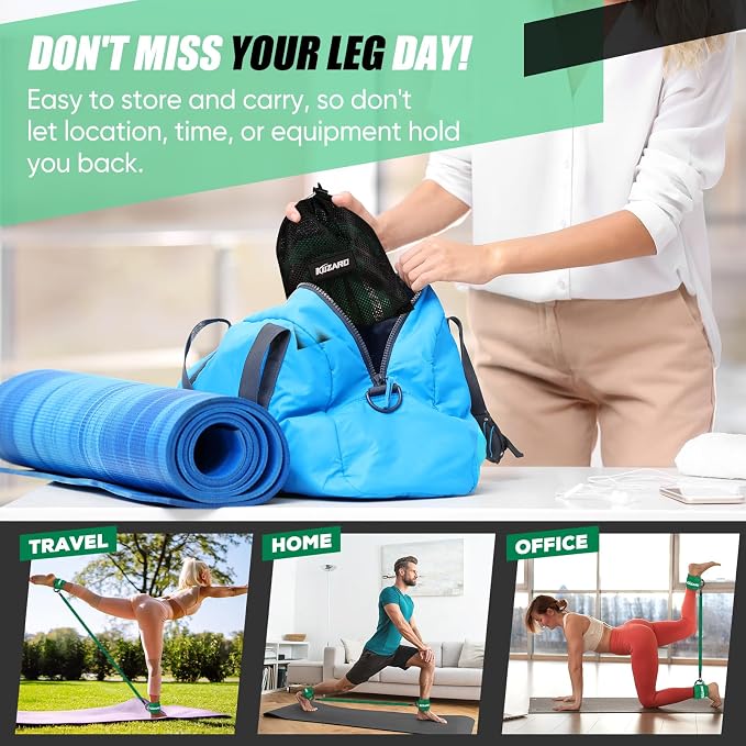 KUZARO Ankle Resistance Bands with Cuffs, Ankle Weights Bands for Working Out, Women Leg and Glutes Workout Equipment, Exercise Bands for Kickbacks, Butt and Booty Trainer, Home Gym Fitness Equipment