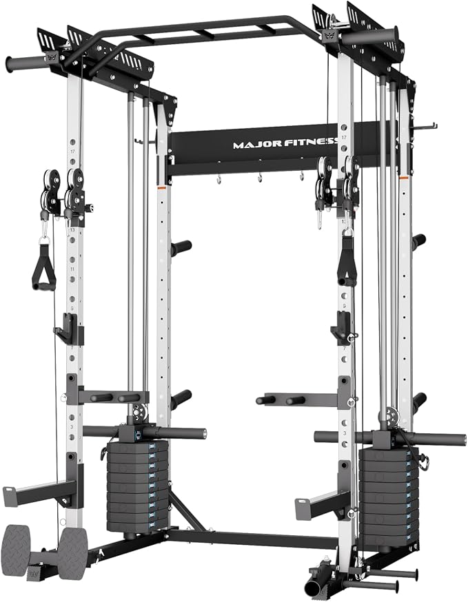Major Fitness Drone MAX Power Rack with Weight Stacks, All-in-One Home Gym — 2500LB Capacity, Dual LAT Pull-Down & Cable Crossover, Heavy-Duty Full-Body Workout Power Cage