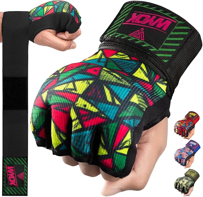 WYOX Neoprene Gel Boxing Hand Wraps Inner Gloves for Men & Women – 80cm/31in Quick Wrist Strap, Padded Knuckle Protection, Fingerless MMA Muay Thai Kickboxing Wraps for Training & Martial Arts