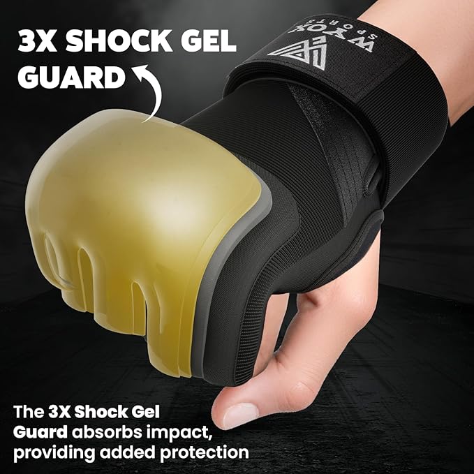 WYOX Neoprene Gel Boxing Hand Wraps Inner Gloves for Men & Women – 80cm/31in Quick Wrist Strap, Padded Knuckle Protection, Fingerless MMA Muay Thai Kickboxing Wraps for Training & Martial Arts