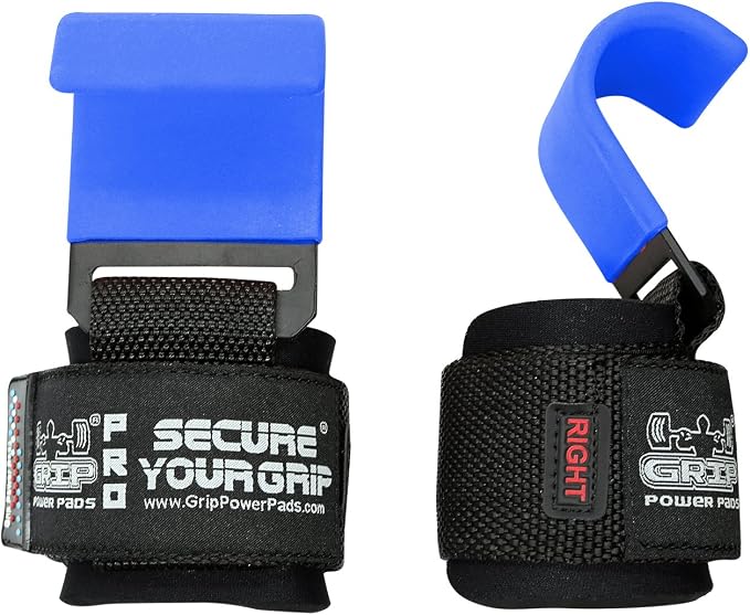 Weight Lifting Rod Hooks Heavy Duty Wrist Wraps Power Weight Lifting Training Gym Grips Straps Set of 2