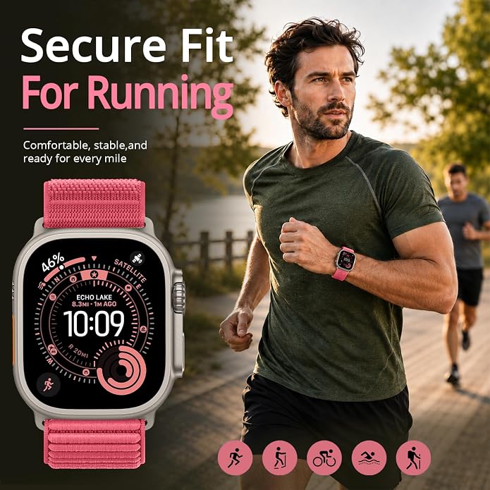 Nylon Loop Sport Band Compatible with Apple Watch Ultra 3 2 Band 49mm 46mm 45mm 44mm 42mm 41mm 40mm 38mm Women Men, Stretchy Strap Elastic Fabric Wristband for iWatch Series 11 10 SE 9 8 7 6 5 4 3 2 1
