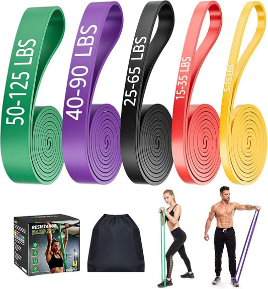 Dapofajo Resistance Bands for Working Out: Silicone 5-Level Exercise Bands, 3X Tear-Resistant, Pull Up Assistance - Physical Therapy & Strength Training for Men & Women