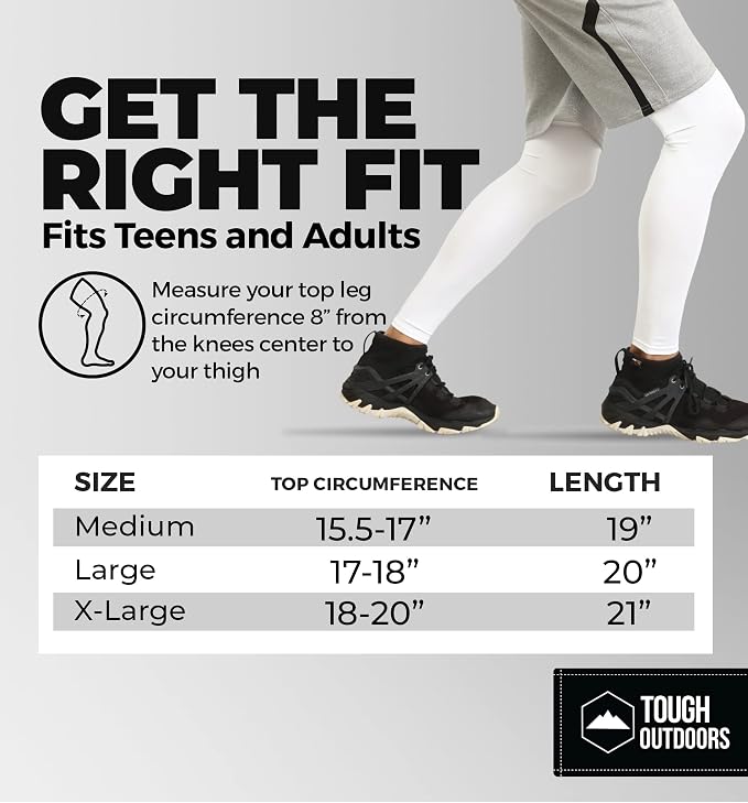 Tough Outdoors Leg Compression Sleeve - Leg Sleeves for Men & Women - Compression Calf Sleeves - Basketball Football Cycling