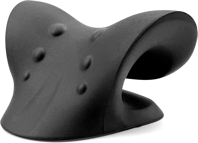 RESTCLOUD Neck and Shoulder Relaxer, Cervical Traction Device for TMJ Pain Relief and Cervical Spine Alignment, Chiropractic Pillow, Neck Stretcher (Black)