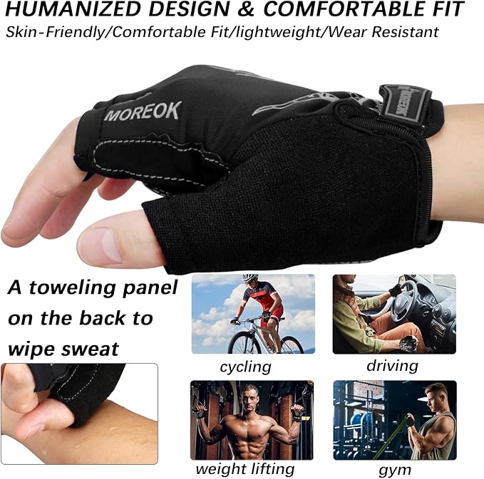 Cycling Gloves Bike Bicycle Gloves, Half Finger 5MM Gel Anti-Slip | Biking Gloves for Men Women Gym workout exercise Motorcycle Hiking Rowing Outdoor Sports