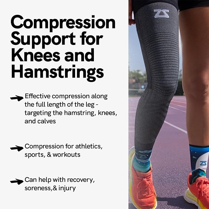 Zensah Full Leg Compression Sleeve - Support for Thigh, Knee, Calf for Men, Women, Running, Basketball, Football
