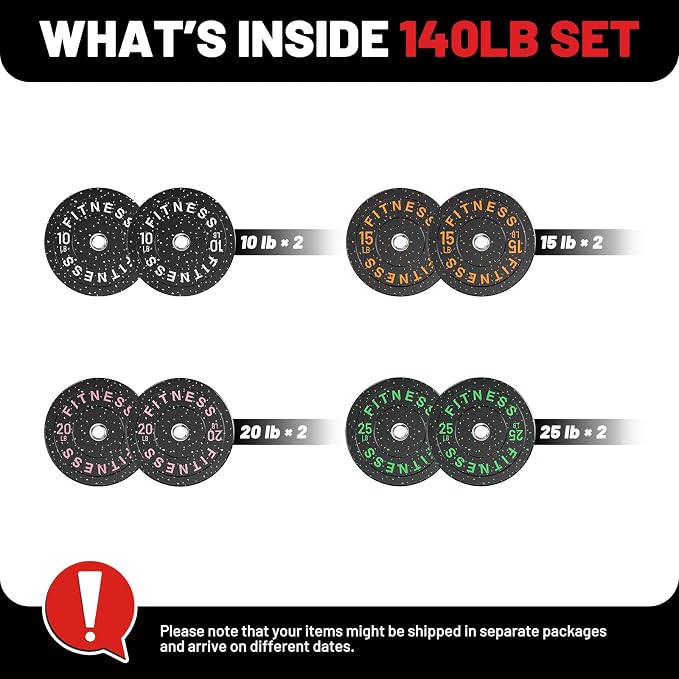 2" Bumper Plates Set Olympic Weight Plates for Barbell Strength Training | Papababe 2Inch Weights Plates Set, Floor Protective Plates, 20-600lbs Rubber Bumper Plates for Weightlifting, Bench Press