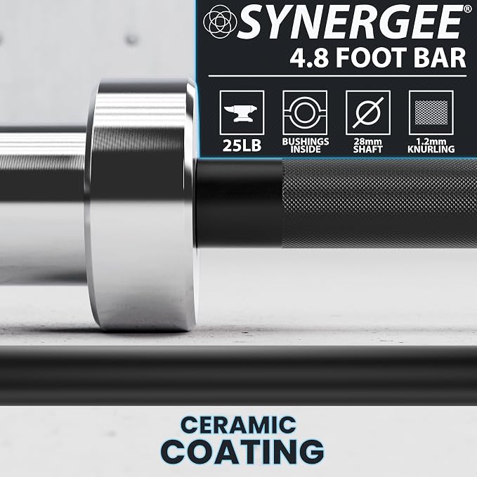 Synergee Olympic Barbell – 20/25 lb, 2" Bar, 350 lb Cap, Magnetic Collars